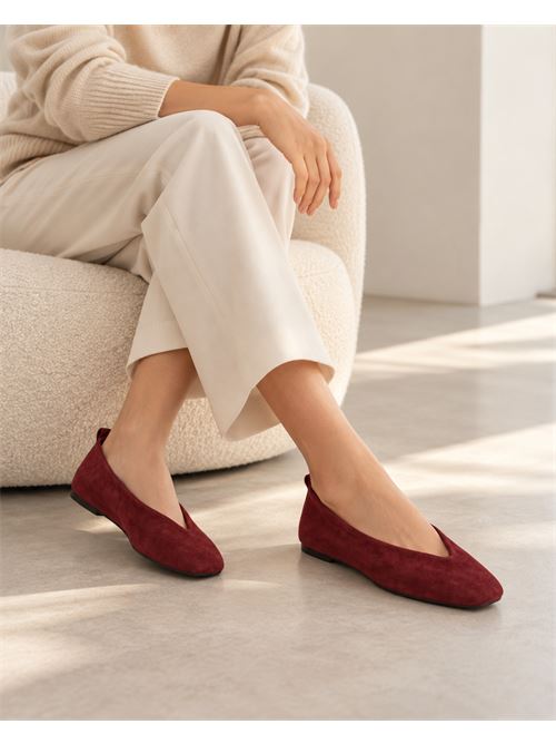 Ballerine in suede bordeaux con scollo a V IL LACCIO | VALESUEDEBORDEAUX